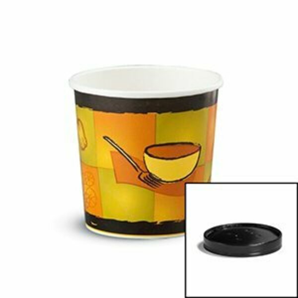 Huhtamaki Chinet Chinet 16oz Food container tall Streetside w/black vented paper lid, 250PK 71851